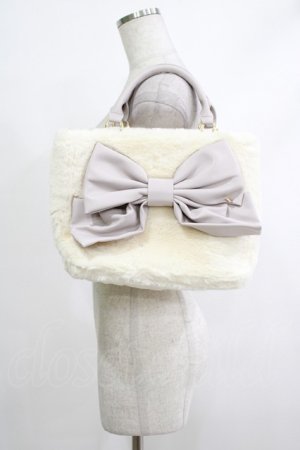 画像: axes femme / リボンデザインファーバッグ  生成り H-25-10-21-1062-AX-BG-NS-ZH