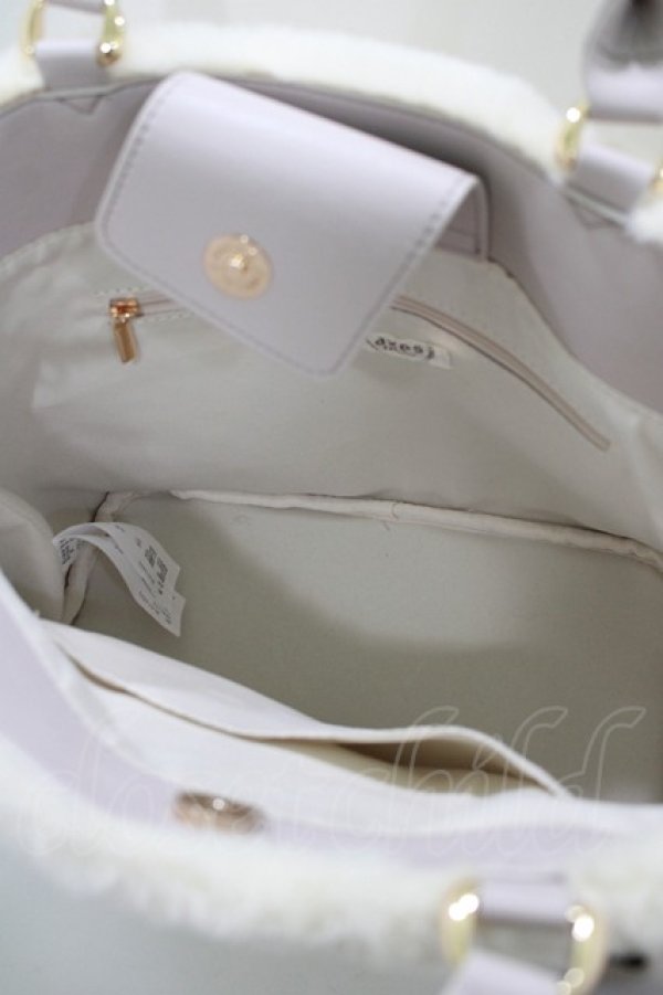 画像4: axes femme / リボンデザインファーバッグ  生成り H-25-10-21-1062-AX-BG-NS-ZH (4)