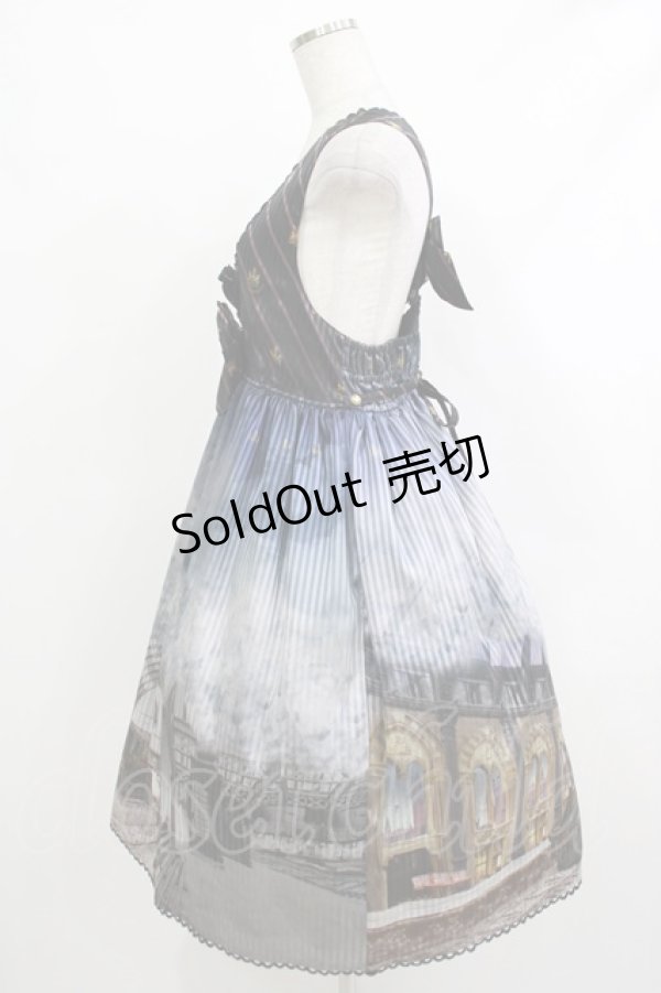 画像2: ALICE and the PIRATES / The Wizarding platform〜蒸気機関と霧の街の幻〜柄ジャンパースカートII Free ネイビー H-25-10-21-1015-PA-OP-NS-ZH (2)