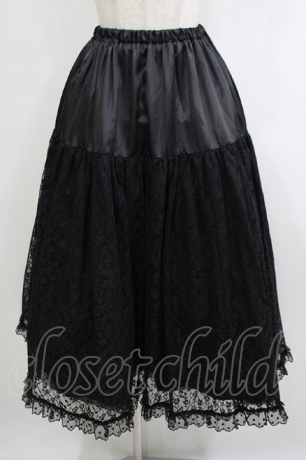 画像1: ALICE and the PIRATES / レースロングペチコート Free ブラック H-25-10-21-1023-PA-SK-NS-ZH (1)