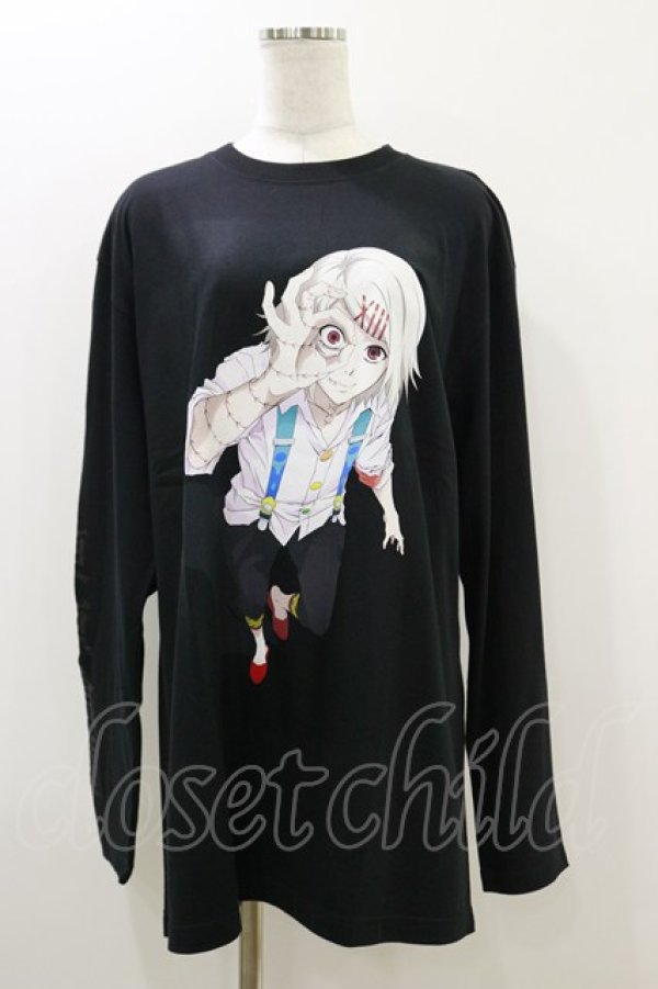 画像1: QOOZA / 東京喰種×QOOZA鈴屋什造 L/S TEE  ブラック H-25-10-21-2023-PU-TO-KB-OS (1)