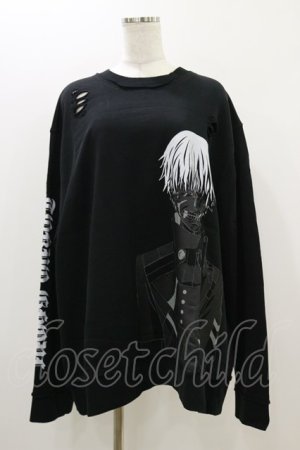 画像: QOOZA / 東京喰種×QOOZA金木研 ダメージスウェット  ブラック H-25-10-21-2034-PU-TO-KB-ZI