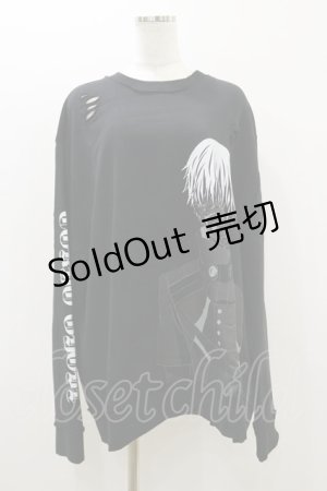 画像: QOOZA / 東京喰種×QOOZA金木研 ダメージスウェット  ブラック H-25-10-21-2035-PU-TO-KB-ZI