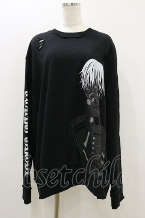 画像: QOOZA / 東京喰種×QOOZA金木研 ダメージスウェット  ブラック H-25-10-21-2036-PU-TO-KB-ZI
