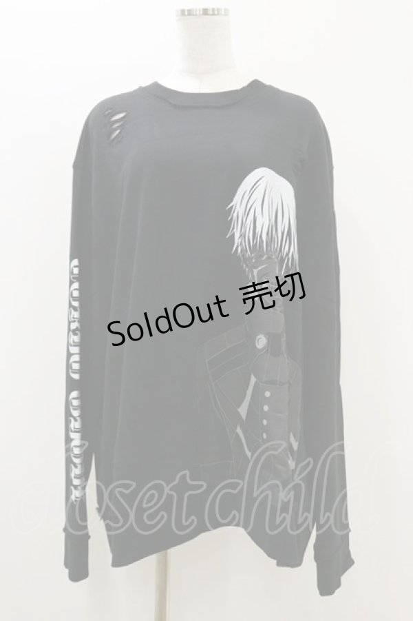 画像1: QOOZA / 東京喰種×QOOZA金木研 ダメージスウェット  ブラック H-25-10-21-2036-PU-TO-KB-ZI (1)