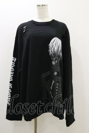 画像: QOOZA / 東京喰種×QOOZA金木研 ダメージスウェット  ブラック H-25-10-21-2037-PU-TO-KB-ZH