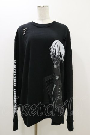 画像: QOOZA / 東京喰種×QOOZA金木研 ダメージスウェット  ブラック H-25-10-21-2038-PU-TO-KB-ZH