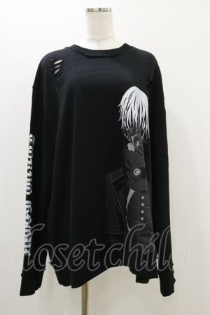 画像: QOOZA / 東京喰種×QOOZA金木研 ダメージスウェット  ブラック H-25-10-21-2039-PU-TO-KB-ZH