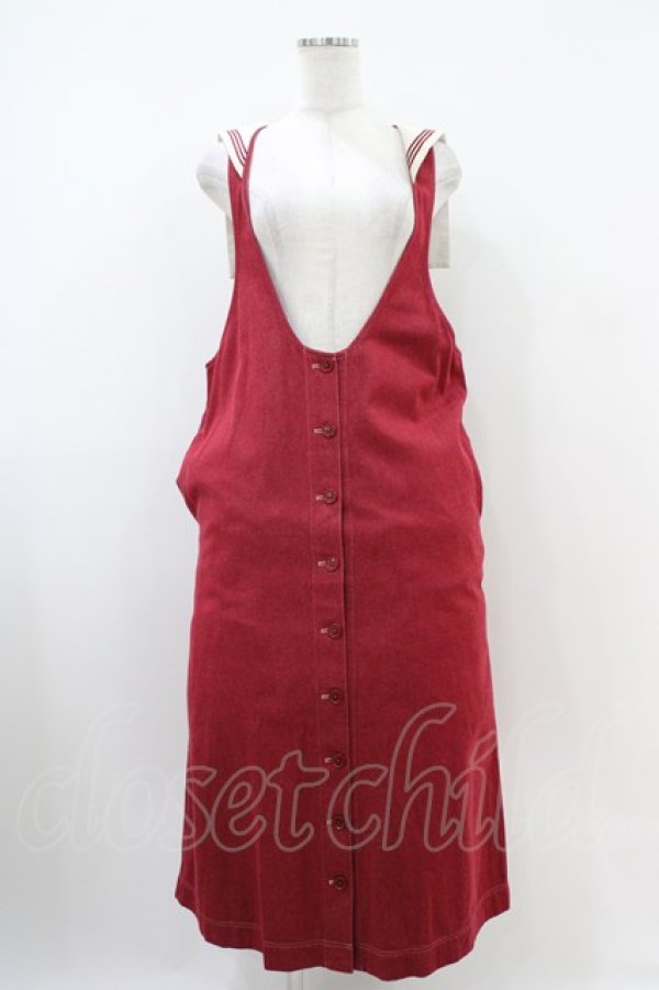 画像1: PINK HOUSE / セーラーカラーデニムジャンパースカート  レッド H-25-10-21-024-LO-OP-NS-ZH (1)