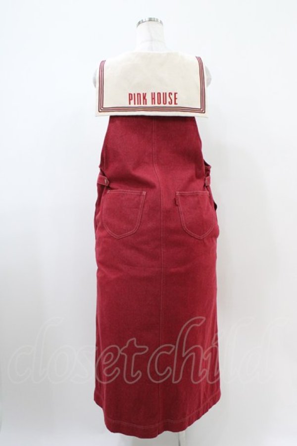 画像2: PINK HOUSE / セーラーカラーデニムジャンパースカート  レッド H-25-10-21-024-LO-OP-NS-ZH (2)