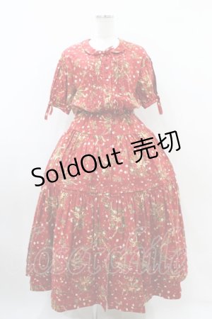 画像: PINK HOUSE / 苺リースワンピース Free レッド H-25-10-21-027-LO-OP-NS-ZH