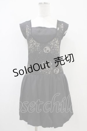 画像: 【SALE】HELL CAT PUNKS / プリント切替バルーンワンピース  黒 H-25-10-22-025-PU-OP-KB-ZT231