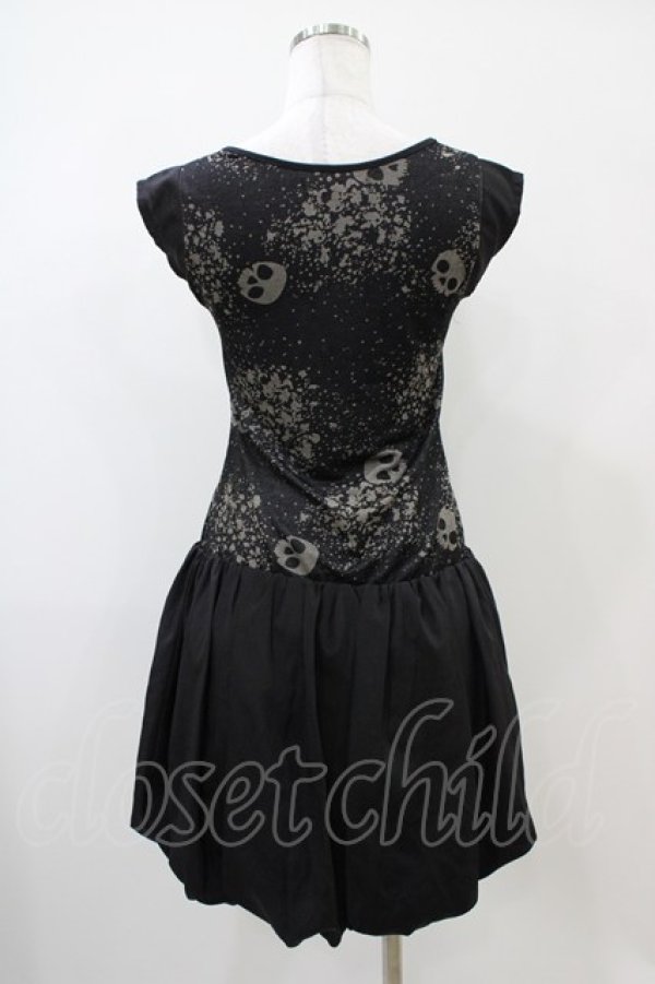 画像2: 【SALE】HELL CAT PUNKS / プリント切替バルーンワンピース  黒 H-25-10-22-025-PU-OP-KB-ZT231 (2)