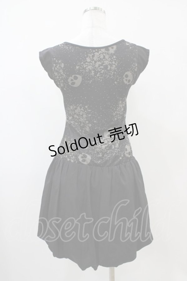 画像2: 【SALE】HELL CAT PUNKS / プリント切替バルーンワンピース  黒 H-25-10-22-025-PU-OP-KB-ZT231 (2)