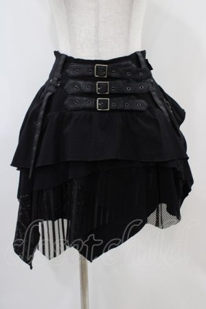 画像: Ozz conte / 異素材切替イレギュラースカート  黒 H-25-10-22-027-OO-SK-KB-ZH