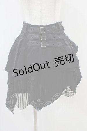 画像: Ozz conte / 異素材切替イレギュラースカート  黒 H-25-10-22-027-OO-SK-KB-ZH