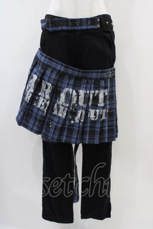 画像: SEX POT ReVeNGe / チェックフラップ付ボンテージパンツ  黒×青 H-25-10-22-004-SP-PA-KB-ZH