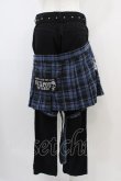 画像2: SEX POT ReVeNGe / チェックフラップ付ボンテージパンツ  黒×青 H-25-10-22-004-SP-PA-KB-ZH (2)