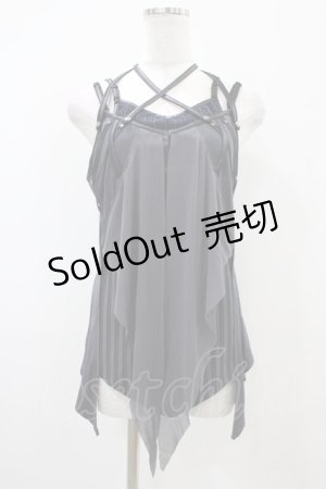 画像: Ozz Croce / ストライプ切替イレギュラーキャミ  グレー H-25-10-22-033-OO-TO-KB-ZH