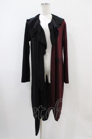 画像: ALGONQUINS / 配色カットロングカーデ  ブラック×ボルドー H-25-10-22-035-AL-TO-KB-ZH