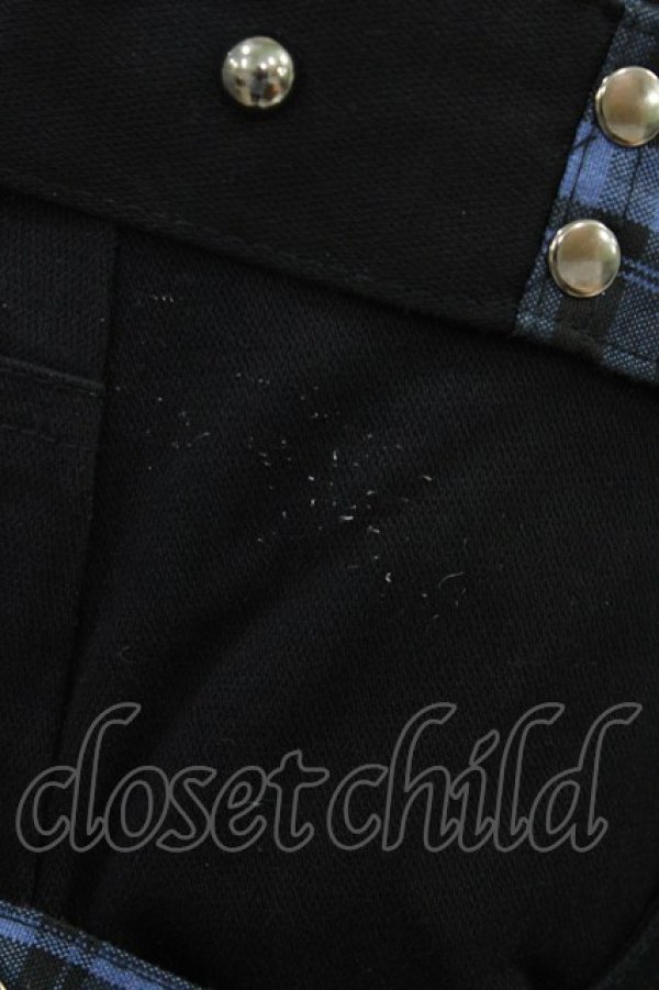 画像3: SEX POT ReVeNGe / チェックフラップ付ボンテージパンツ  黒×青 H-25-10-22-004-SP-PA-KB-ZH (3)