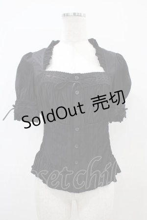 画像: Sheglit / スクウェアネックシャーリングブラウス  ブラック H-25-10-22-037-EL-BL-KB-ZH