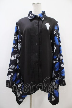 画像: NieR Clothing / 着物風袖シャツ  ブラック H-25-10-22-044-PU-BL-KB-ZH