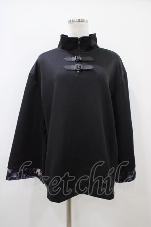 画像: NieR Clothing / ベルトハイネックZIPトップス  黒×和柄九尾 H-25-10-22-057-PU-TO-KB-ZH