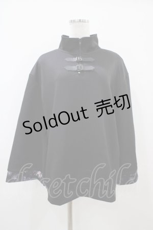 画像: NieR Clothing / ベルトハイネックZIPトップス  黒×和柄九尾 H-25-10-22-057-PU-TO-KB-ZH