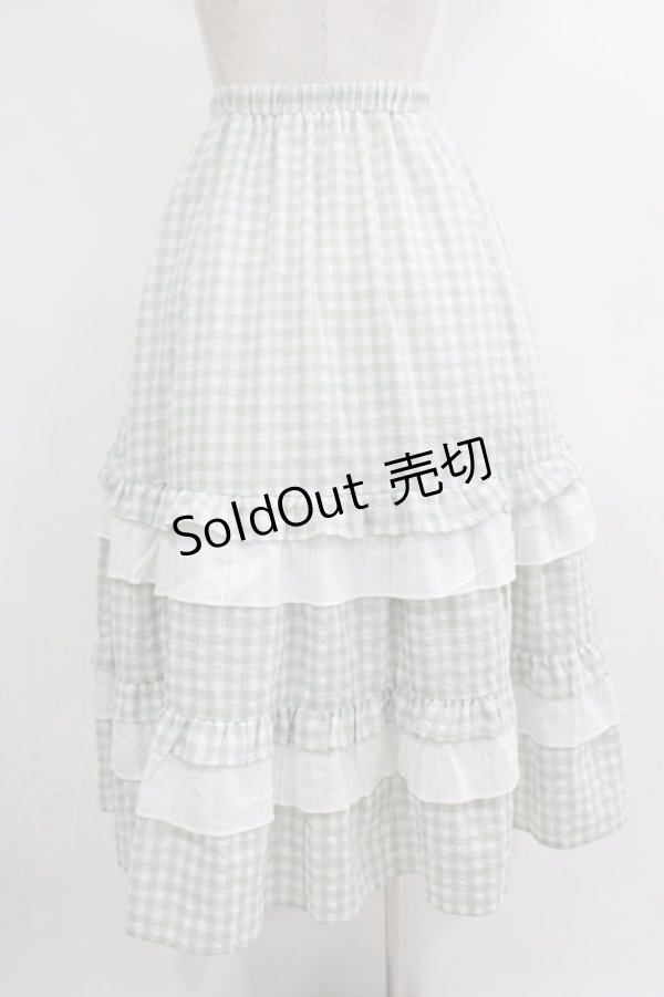 画像3: merry jenny / ギンガムレースフレアスカート  グリーン H-25-10-22-1003-LO-SK-KB-ZH (3)