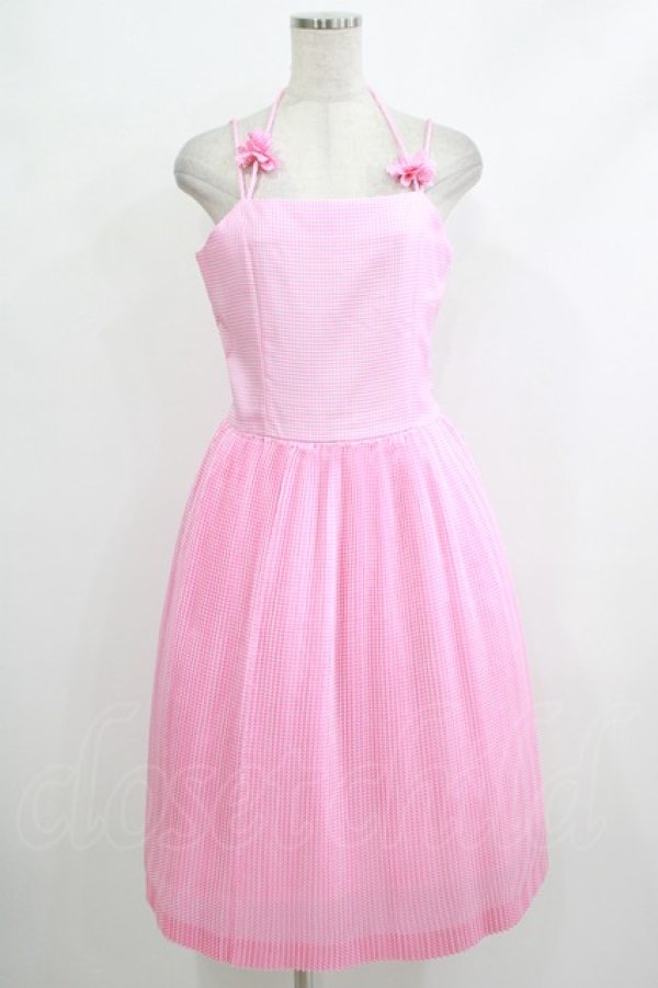 画像1: Jane Marple / ギンガムプリーツワンピース M ピンク H-25-10-22-1028-JM-OP-KB-ZT262 (1)