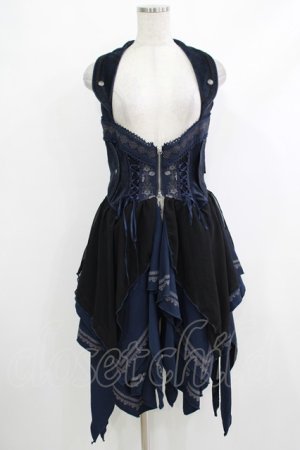 画像: OZZ ANGELO / 薔薇刺繍ホルターベスト  紺 H-25-10-22-1034-OO-TO-KB-ZH