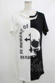 画像1: HELL CAT PUNKS / バイカラーロングTシャツSKULL F 黒×白 H-25-10-22-1049-PU-TO-KB-ZT388 (1)