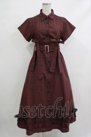 画像: jouetie / ギャザーリボンシャツワンピース  レッド H-25-10-22-1006-EL-OP-KB-ZH