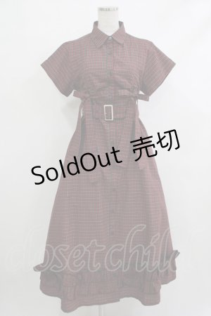 画像: jouetie / ギャザーリボンシャツワンピース  レッド H-25-10-22-1006-EL-OP-KB-ZH