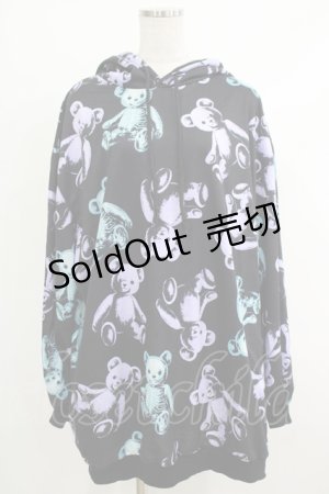 画像: Drug Honey / スケルトンテディプルパーカー  黒 H-25-10-22-1054-PU-TO-KB-ZH