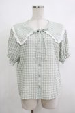 画像1: merry jenny / ギンガムリボンブラウス  グリーン H-25-10-22-1061-LO-BL-KB-ZH (1)