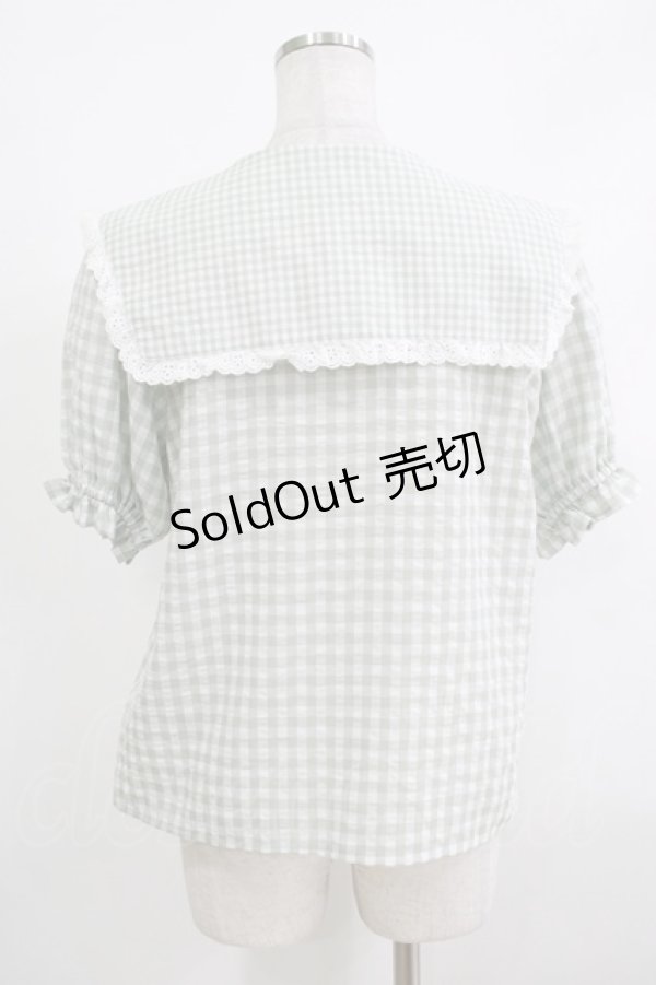 画像3: merry jenny / ギンガムリボンブラウス  グリーン H-25-10-22-1061-LO-BL-KB-ZH (3)