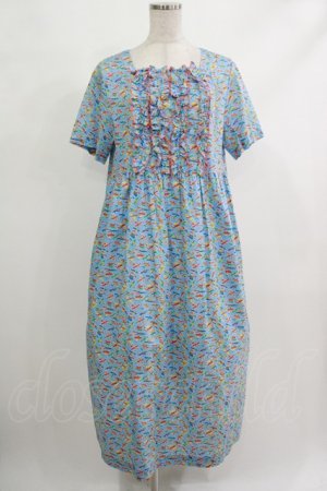 画像: Jane Marple Dans Le Salon / Miles' Adventureフリルトリムドレス M スカイブルー×マンダリン H-25-10-22-1008-JM-OP-KB-ZH