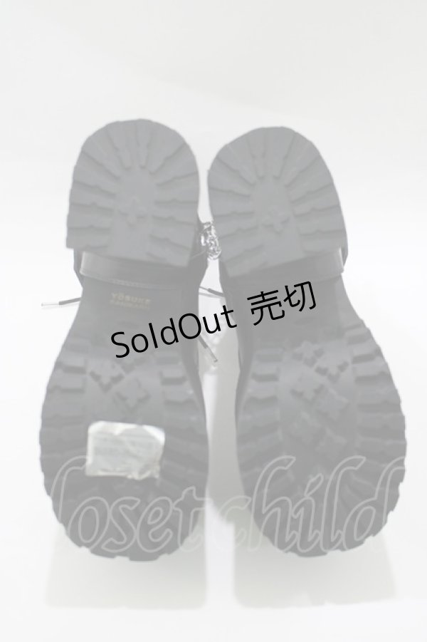 画像4: YOSUKE / 厚底レースアップブーツ 24.5cm 黒 H-25-10-22-1081-PU-SH-KB-ZH (4)