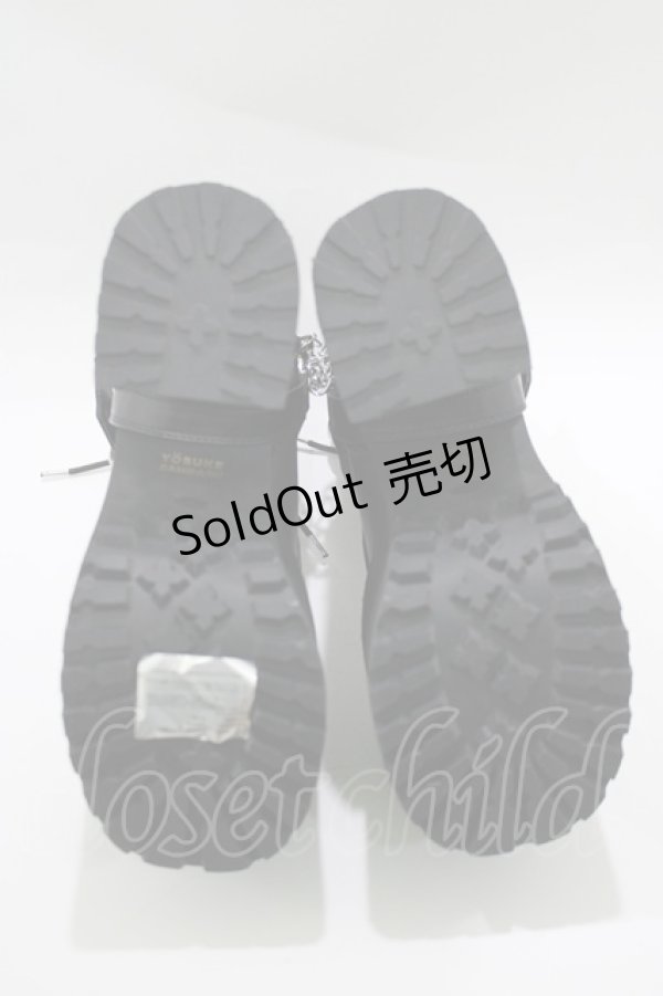 画像5: YOSUKE / 厚底レースアップブーツ 24.5cm 黒 H-25-10-22-1081-PU-SH-KB-ZH (5)