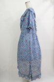 画像2: 【SALE】Jane Marple Dans Le Salon / Flower Stamp Empireワンピース M サックス H-25-10-22-1009-JM-OP-KB-ZT329 (2)