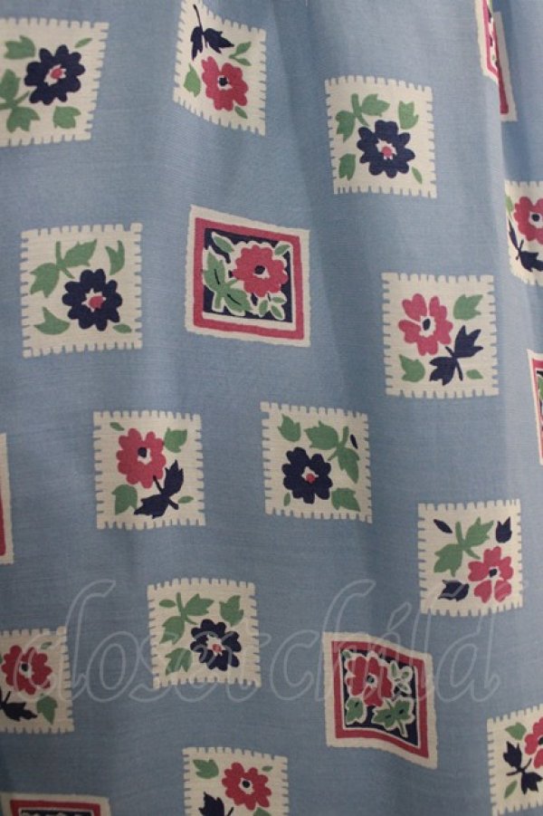 画像4: 【SALE】Jane Marple Dans Le Salon / Flower Stamp Empireワンピース M サックス H-25-10-22-1009-JM-OP-KB-ZT329 (4)