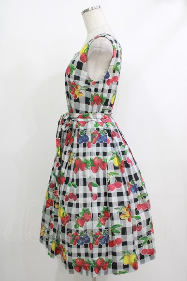 画像2: 【SALE】Jane Marple / フルーツピクニックスクエアドレス M 黒 H-25-10-22-1022-JM-OP-KB-ZH (2)