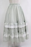 画像1: merry jenny / ギンガムレースフレアスカート  グリーン H-25-10-22-1003-LO-SK-KB-ZH (1)