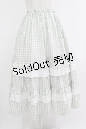 画像: merry jenny / ギンガムレースフレアスカート  グリーン H-25-10-22-1003-LO-SK-KB-ZH
