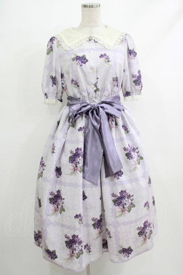 画像1: Melody BasKet / Violet laceスクエアカラーワンピース M バイオレット H-25-10-22-1023-LO-OP-KB-ZH (1)