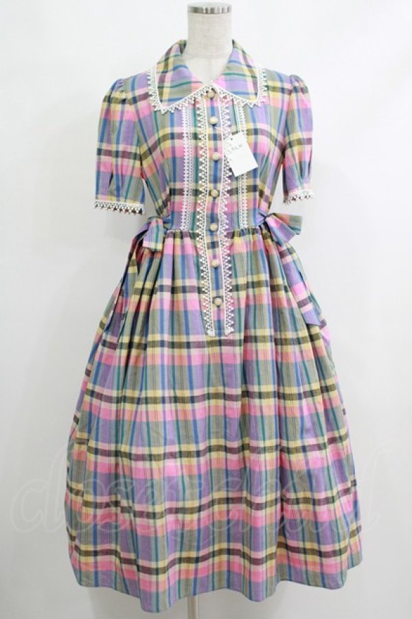 画像1: MILK / Moon light dress  ラベンダーローズチェック H-25-10-22-1024-ML-OP-KB-ZH (1)