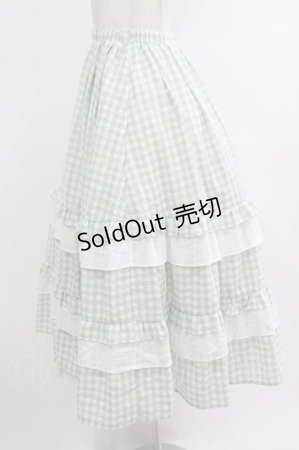 画像2: merry jenny / ギンガムレースフレアスカート  グリーン H-25-10-22-1003-LO-SK-KB-ZH (2)