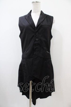 画像: BPN FOR MEN / フィッシュテールロングベスト  黒 H-25-10-22-007-GO-TO-KB-ZH